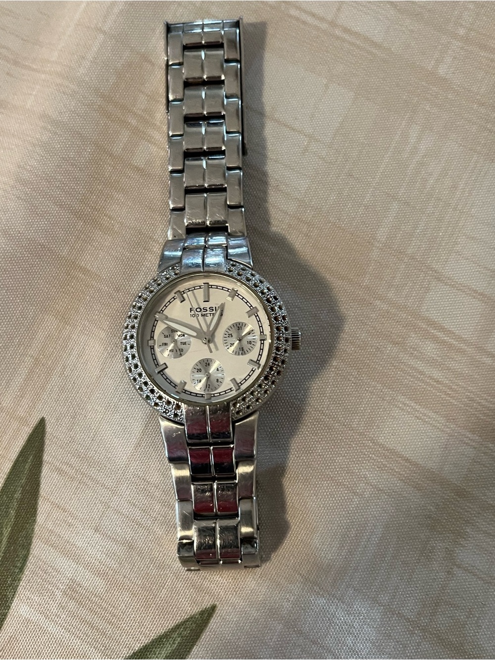 Fossil Silver Crystal-Accent Men’s Stainless Steel Watch